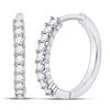 Image 1 : Round Diamond Single Row Hoop Earrings 1/4 Cttw 10KT White Gold
