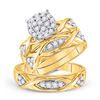 Image 1 : Diamond Cluster Matching Wedding Set 3/4 Cttw 10KT Yellow Gold