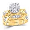 Image 2 : Diamond Cluster Matching Wedding Set 3/4 Cttw 10KT Yellow Gold