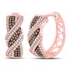 Image 1 : Round Brown Diamond Twist Hoop Earrings 3/4 Cttw 10KT Rose Gold