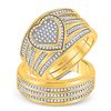 Image 1 : Diamond Heart Matching Wedding Set 1/2 Cttw 10KT Yellow Gold