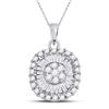Image 1 : Round Diamond Flower Cluster Pendant 3/4 Cttw 14KT White Gold