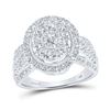 Image 1 : Round Diamond Oval Cluster Ring 1-1/2 Cttw 14KT White Gold