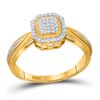 Image 1 : Round Diamond Octagon Cluster Ring 1/10 Cttw 10KT Yellow Gold