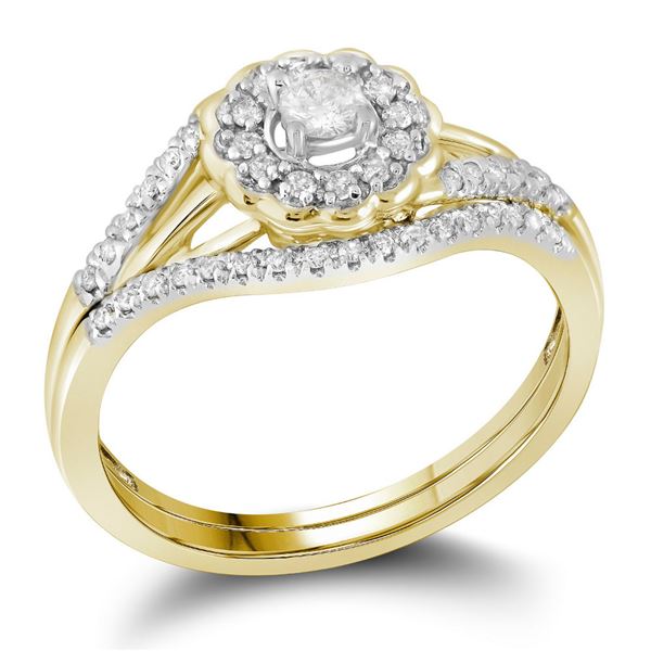 Diamond Bridal Wedding Ring Band Set 1/4 Cttw 10KT Yellow Gold