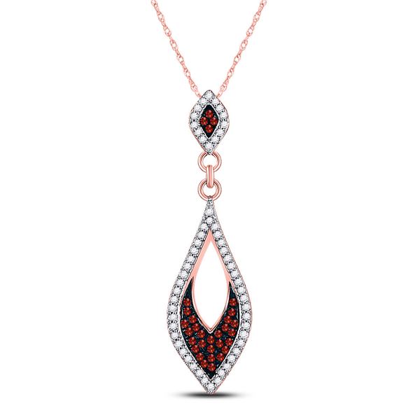 Round Red Color Enhanced Diamond Fashion Pendant 1/5 Cttw 10KT Rose Gold