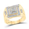 Image 1 : Round Diamond Square Cluster Ring 1/2 Cttw 10KT Yellow Gold