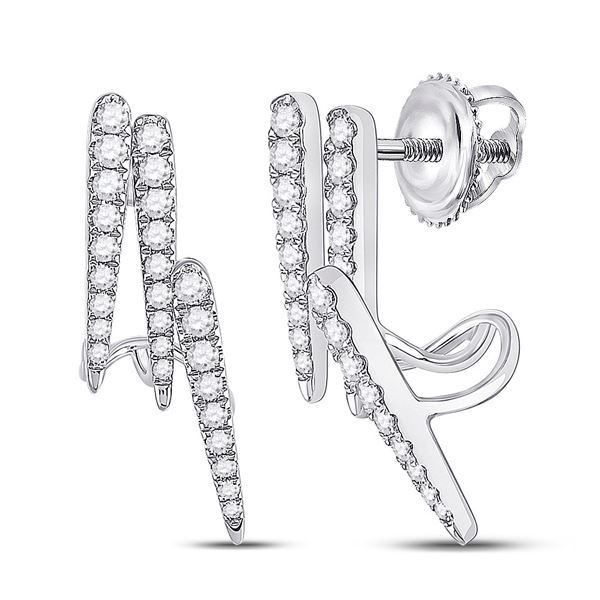 Round Diamond Fashion Earrings 5/8 Cttw 14KT White Gold