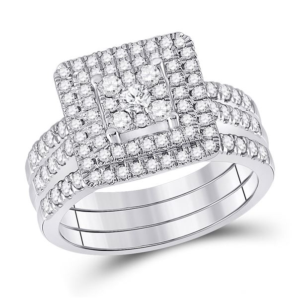 Diamond Bridal Wedding Ring Band Set 1 Cttw 10KT White Gold