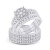 Image 1 : Diamond Cluster Matching Wedding Set 1-7/8 Cttw 14KT White Gold