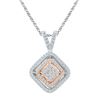 Image 1 : Round Diamond Offset Square Pendant 1/4 Cttw 10KT Two-tone Gold