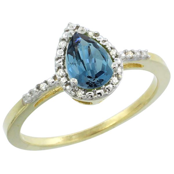 1.55 CTW London Blue Topaz & Diamond Ring 10K Yellow Gold - REF-21M2A