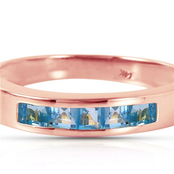 Genuine 0.60 ctw Blue Topaz Ring 14KT Rose Gold - REF-46X2M
