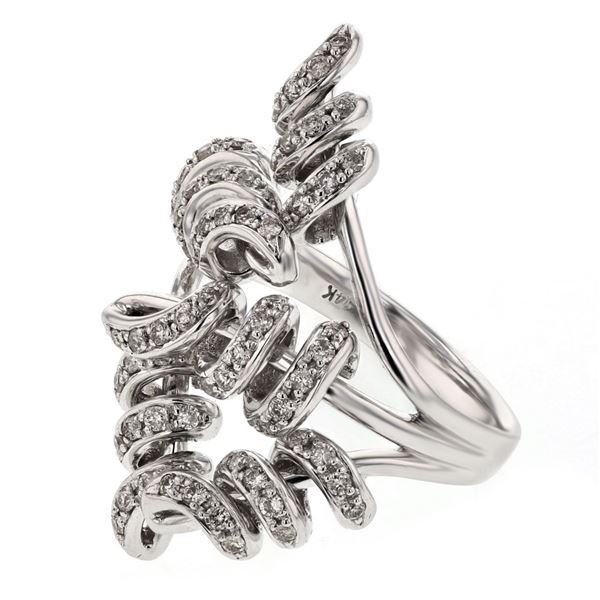 Natural 0.71 CTW Diamond Ring 14K White Gold - REF-122N4Y