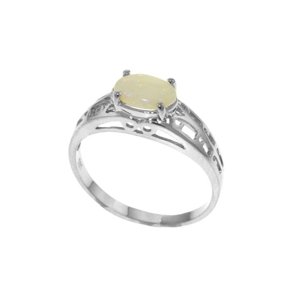 Genuine 0.45 ctw Opal Ring 14KT White Gold - REF-29M7T