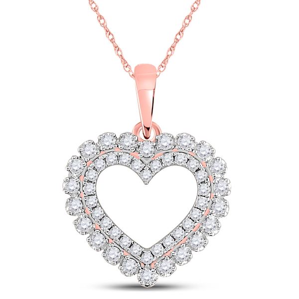 Round Diamond Heart Pendant 3/8 Cttw 14KT Rose Gold