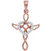 Image 1 : Round Diamond Heart Cross Religious Pendant 1/20 Cttw 10KT Two-tone Gold