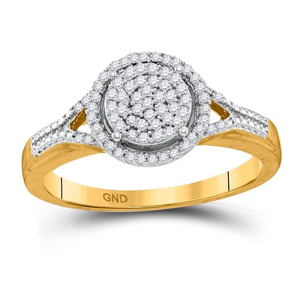 Round Diamond Circle Cluster Ring 1/5 Cttw 10KT Yellow Gold