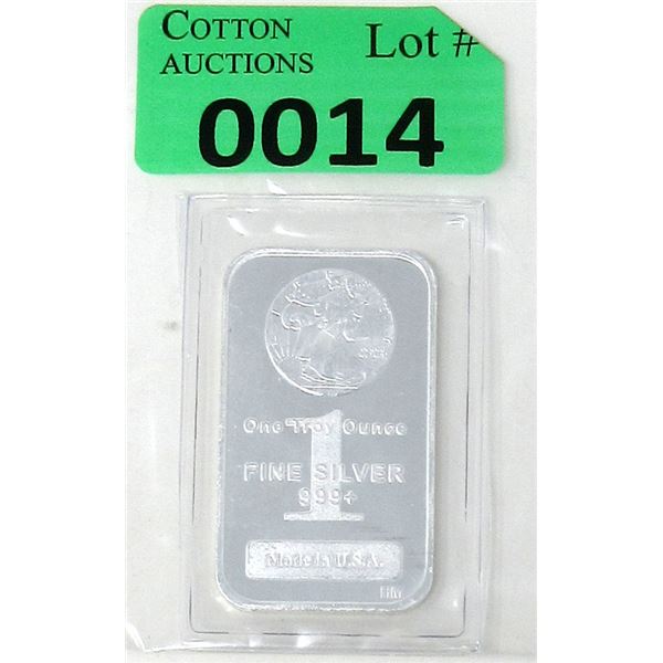 1 Oz. .999+ Fine Silver Walking Liberty Bar