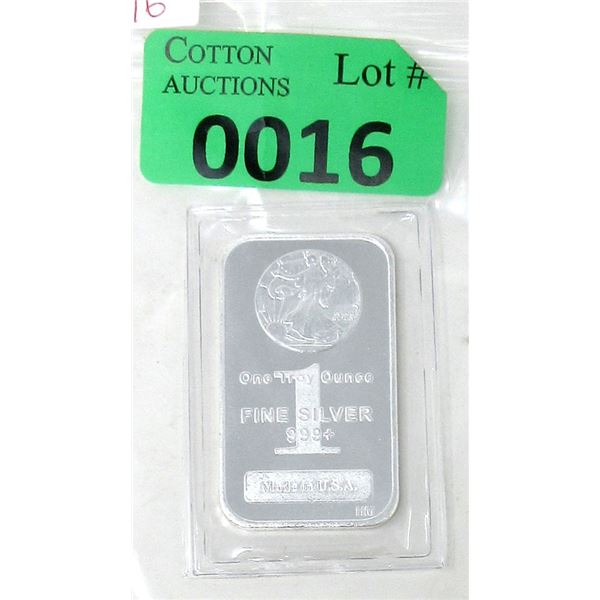 1 Oz. .999+ Fine Silver Walking Liberty Bar