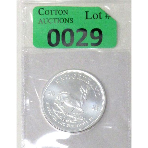 1 Oz .999 Fine Silver 2021 Krugerrand Coin