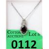 Image 1 : Garnet & Diamond Sterling Silver Pendant