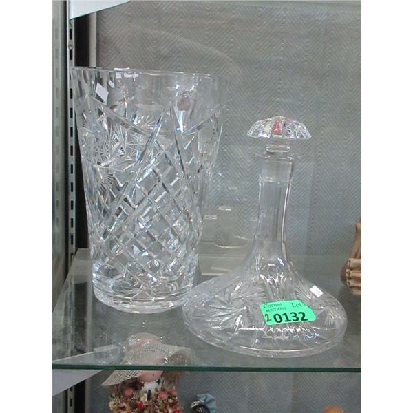 Pinwheel Crystal Ships Decanter & Large Vase