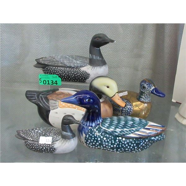 5 Duck Figurines - Assorted Materials