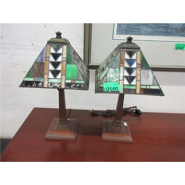 Two 15  Tiffany-Mission Style Lamps - 8  Shade