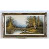 Image 1 : Large Vintage Landscape Painting - 55" x 30"