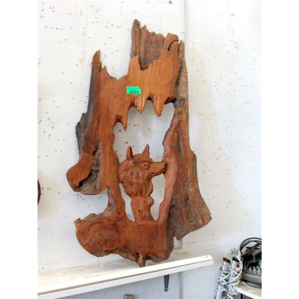 Carved Teak Root "Wolves" Wall Art