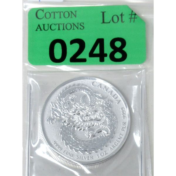 1 Oz. 2019 Canada .9999 Fine Silver Dragon Coin