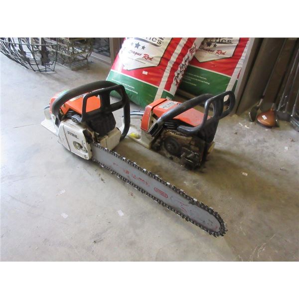 2 Stihl Gas Chainsaws - 1 has a blade