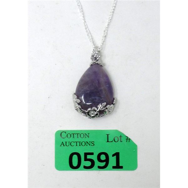 Polished Amethyst Pendant on 18 "Chain