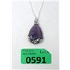 Image 1 : Polished Amethyst Pendant on 18 "Chain