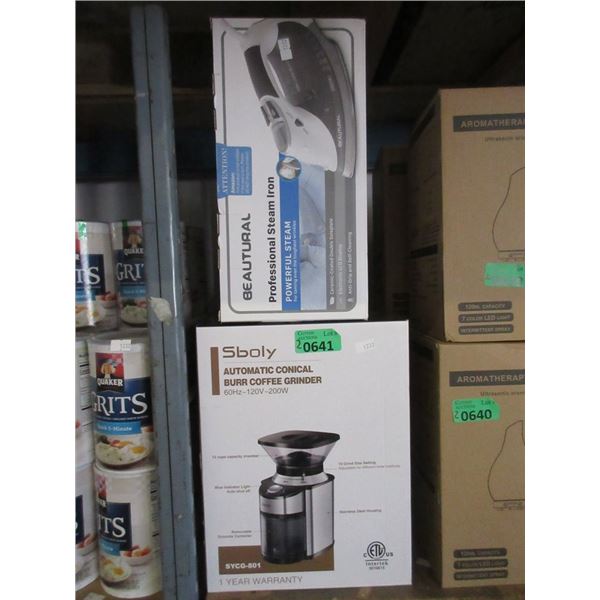Sboly Burr Coffee Grinder & Beautural Steam Iron