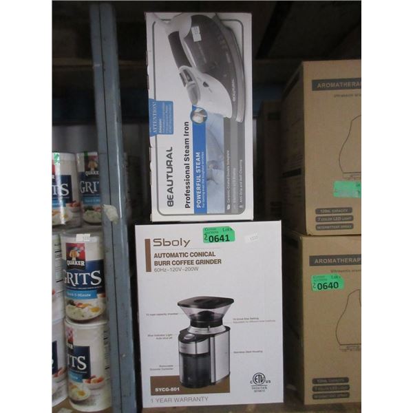 Sboly Burr Coffee Grinder & Beautural Steam Iron