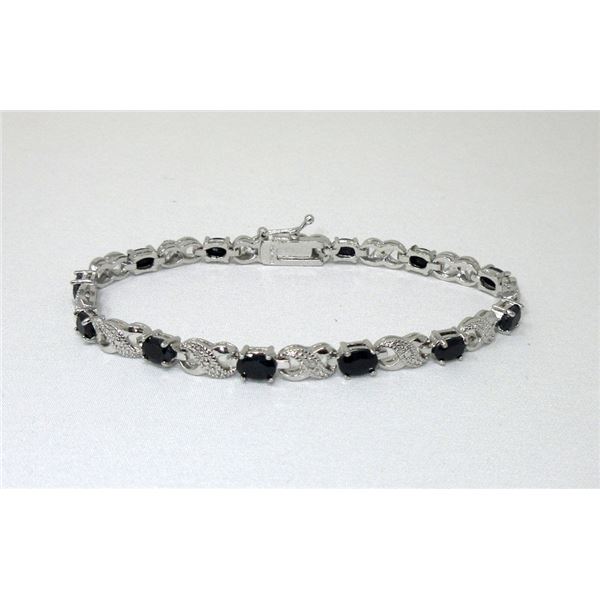 Blue Sapphire & Diamond Tennis Bracelet