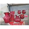 Image 1 : 6 Pieces of Vintage Cranberry Glass