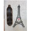 Image 1 : Metal Eiffel Tower Wall Clock & Wood Tray