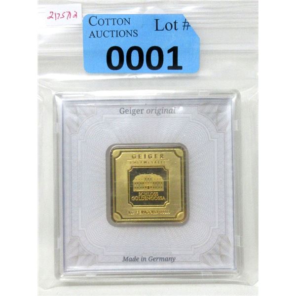 1 Oz. 9999 Fine Gold Geiger Edelmetalle Bar
