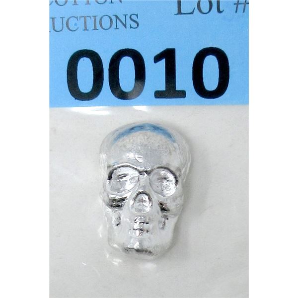 1 Oz .9999 Fine Indium 2021 Skull Bar