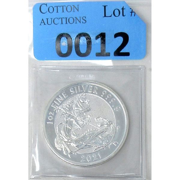 1 Oz. 2021 .9999 Fine Silver UK Valiant Coin