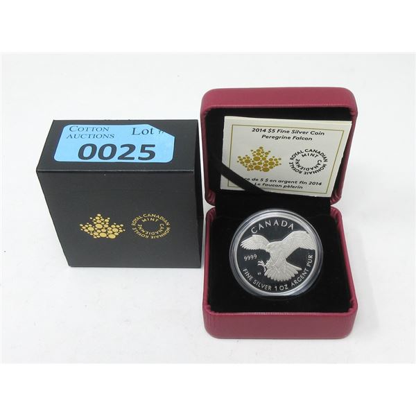 2014 Canada .9999 Silver Peregrine Falcon Coin