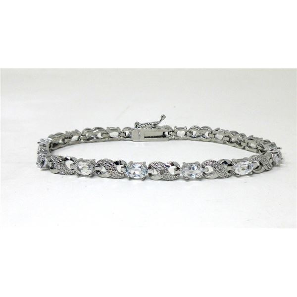 6.84 CTW White Topaz & Diamond Tennis Bracelet