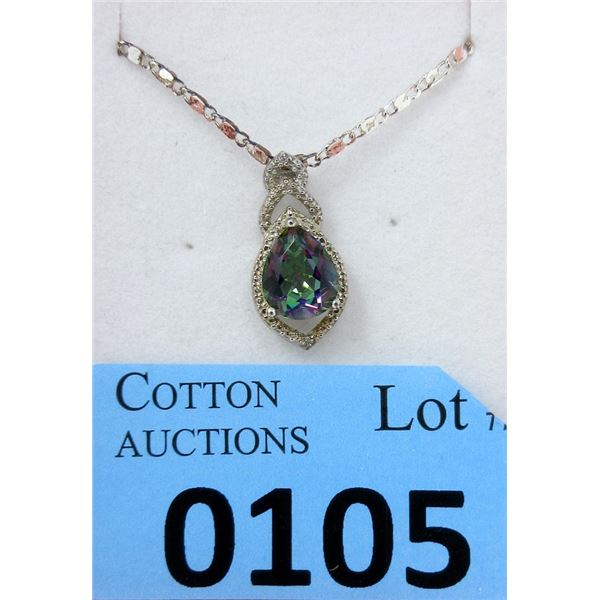 Sterling Silver Mystic Topaz & Diamond Pendant