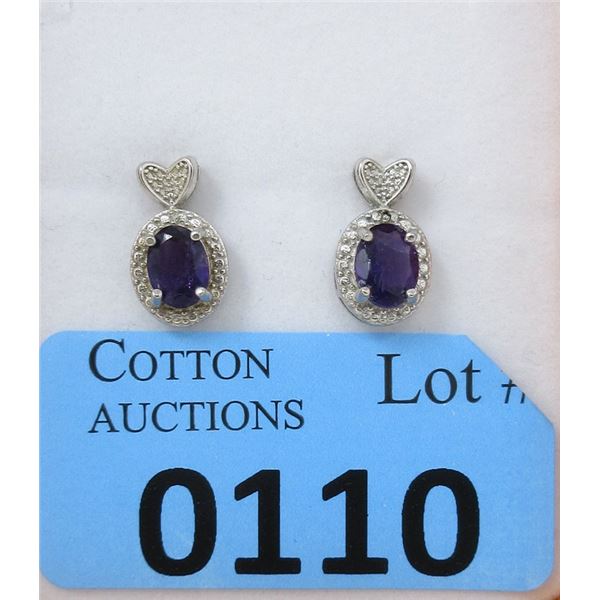 New Amethyst & Diamond Sterling Silver Earrings