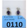 Image 1 : New Amethyst & Diamond Sterling Silver Earrings