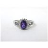 Image 1 : Sterling Silver Tanzanite, Amethyst & Diamond Ring