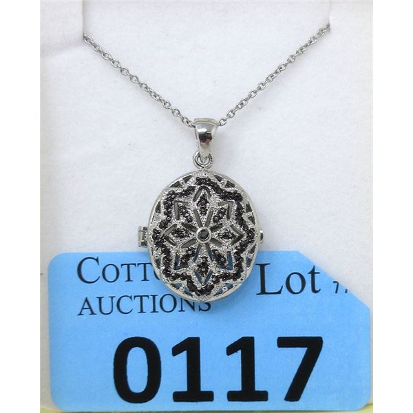 Black Diamond Oval Locket Necklace